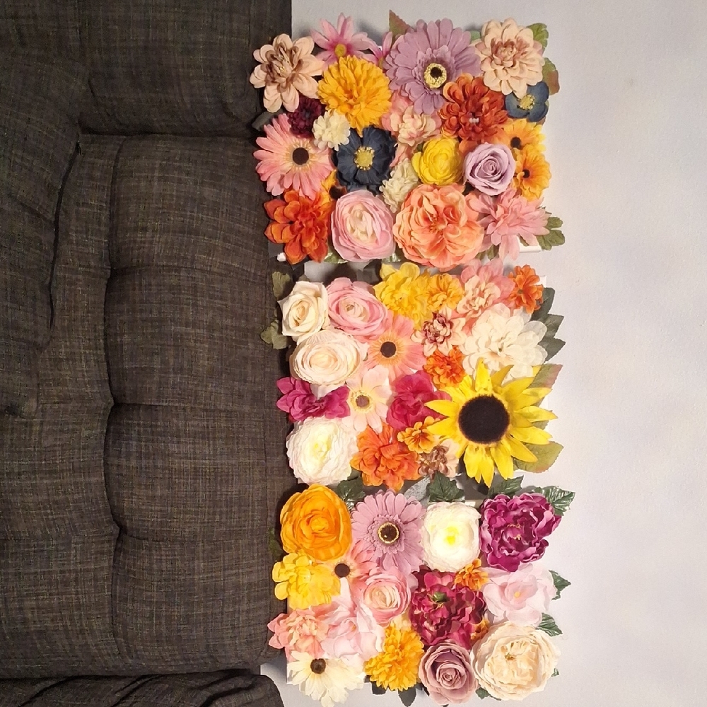 Floral Wall Art with Multicolor Blooms All 3 Together